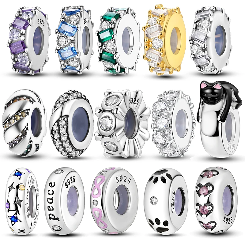 

925 Sterling Silver Silicone Spacer Stopper Clip Charms Beads Fit Original Bracelet DIY Jewelry for Woman Pendants Dangle Gift