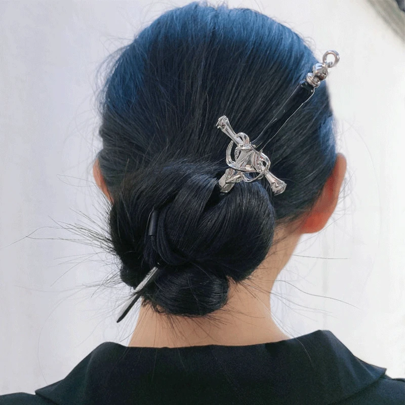 2022 New Punk Metal Sword Hairpin Chinese Simple Hair Sticks for Women DIY Hairstyle Design Tools Accessories Dropshipping