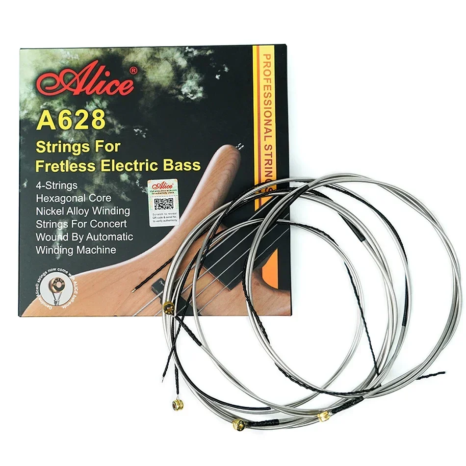 Alice A628 A629 Flat Wound Electric Bass Strings 4-Strings Hexagonal Core NI-Steel/Chrome Alloy Winding