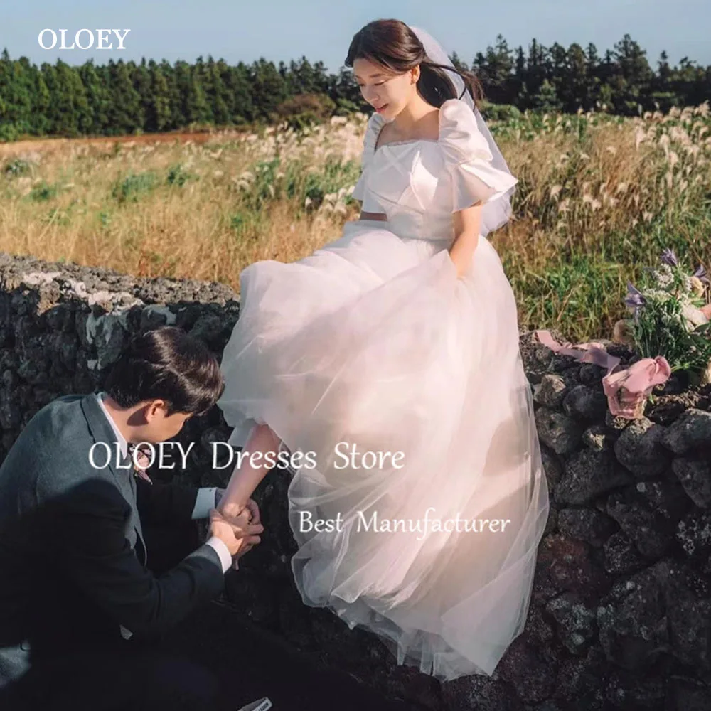 

OLOEY Fairy A-line Korea Wedding Dress Photoshoot Square Collar Floor-Length Brida Gown 웨딩드레스 Evening Gown Dress