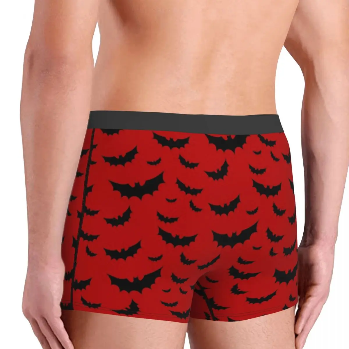 Bats In Blood Red Underpants Breathbale Panties Men\'s Underwear Sexy Shorts Boxer Briefs