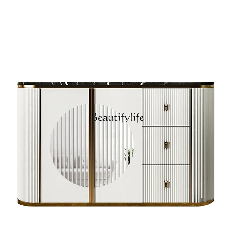 

FG40Light luxury Italian rock slab dining side cabinet, living room foyer partition decorative cabinet