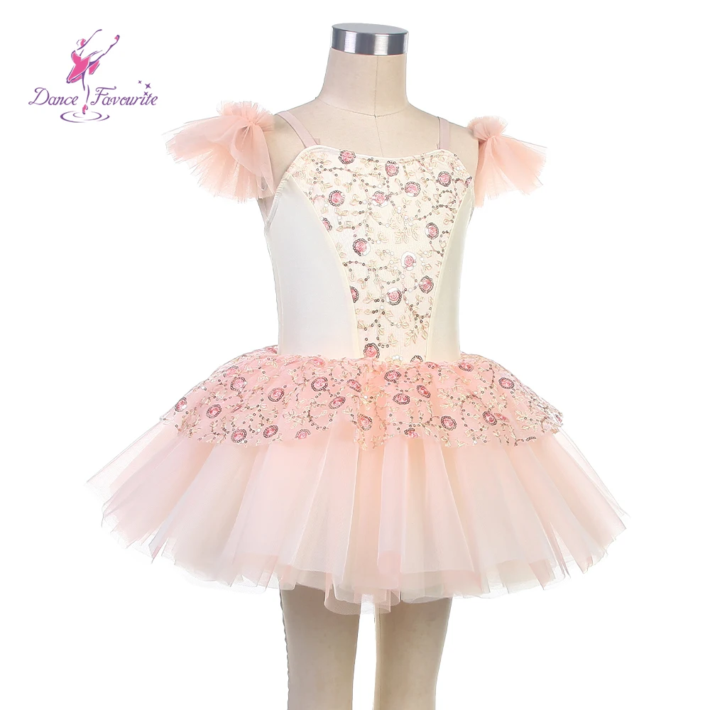 

25003 Детский балетный костюм, танцевальные пачки из спандекса цвета слоновой кости со вставкой из пайеток, балетная пачка