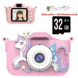 Unicorn Children Camera Toys Toddler Video Digital Cameras With 32GB SD Card Outdoor Toys For Girls Boys Christmas Birthday Gift
