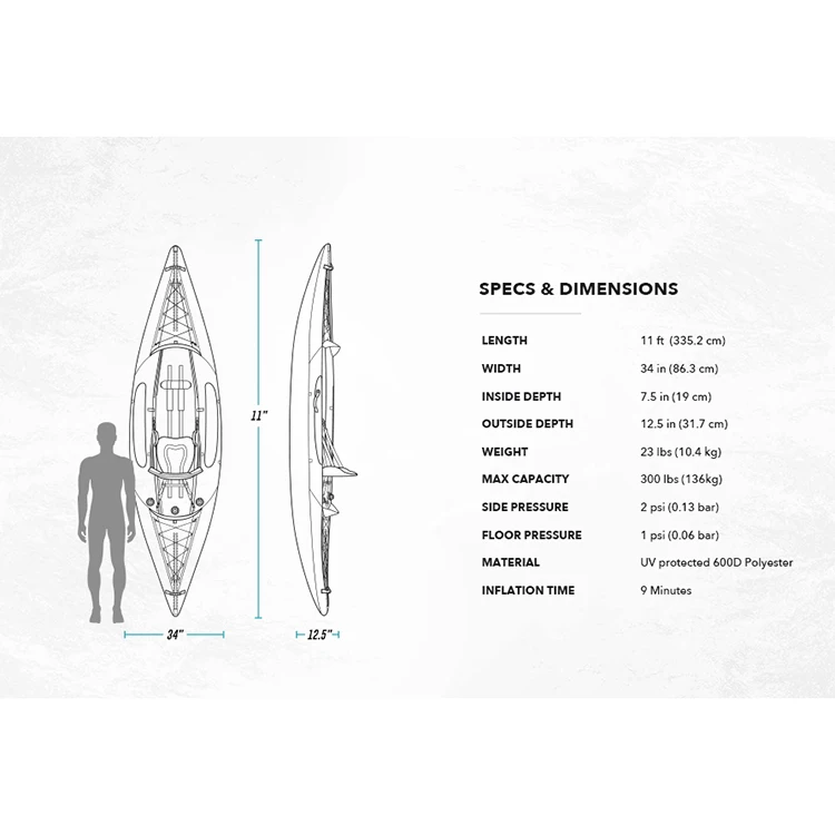 Supplier Custom Inflatable Canoe 1 Person Plastic Kayak Water Sports Fishing Boat