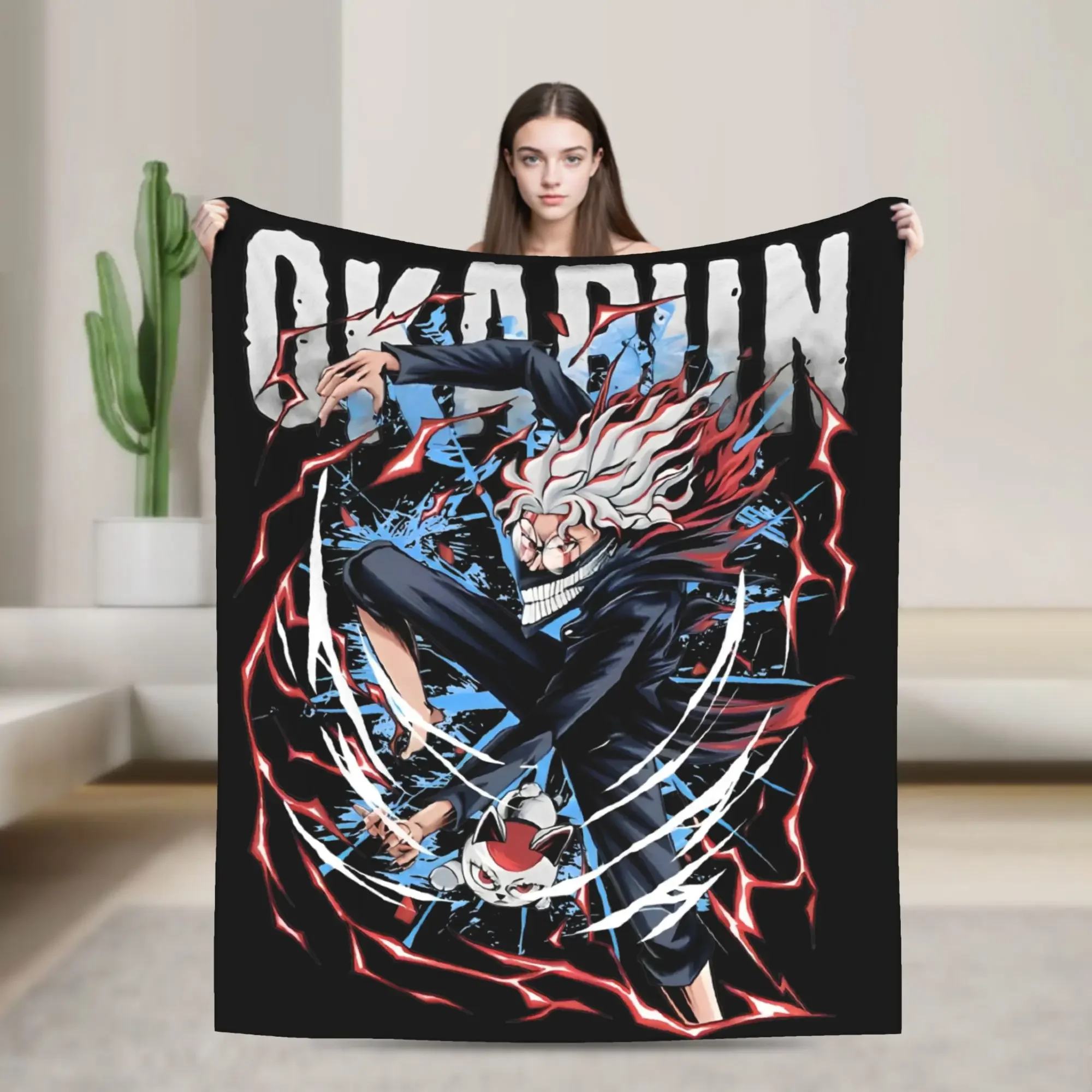 

Фланелевое одеяло с изображением персонажей аниме Okarun Dandadan, потрясающее одеяло для дивана, кровати, гостиной, размер xcm