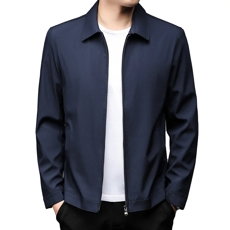 

Men's Business Casual Jacket Solid Color Flip Collar Casual Outerwear for Spring and Summer Comfortable Versatile Men's Top
