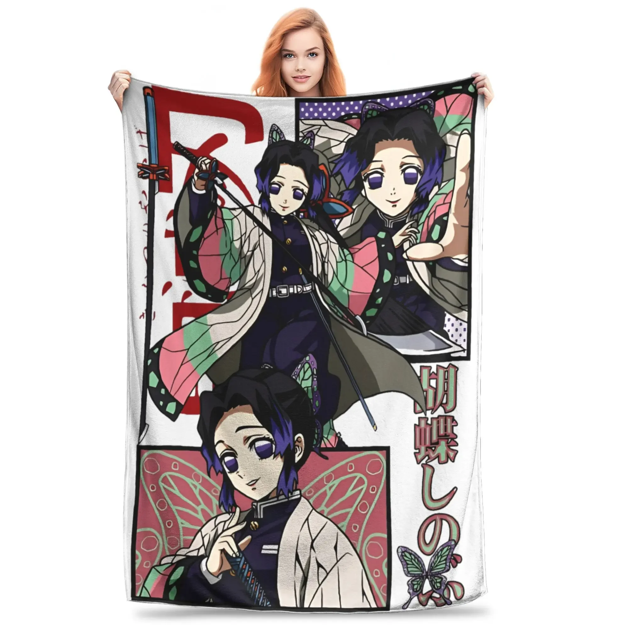 

Benevolent Blossoms Shinobu Kocho Flannel Throw Blanket for Cozy Winter Nights on Sofa or Bed Perfect for Bedroom Decor and Chil