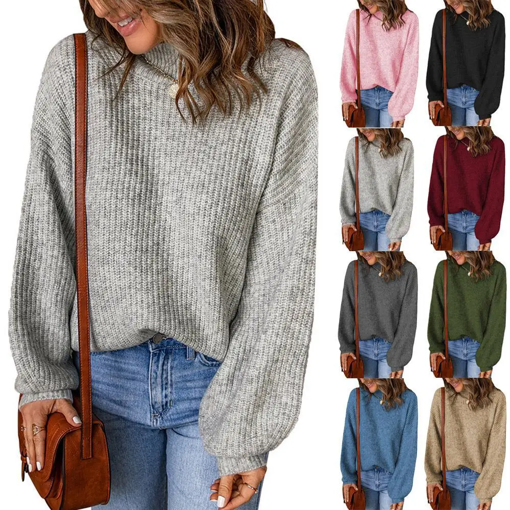 

Women's High Ne Loose Pullover Sweater Comfortable Knitted Sweater High Quali Acrylic Blend Regular Thin Summer Sle