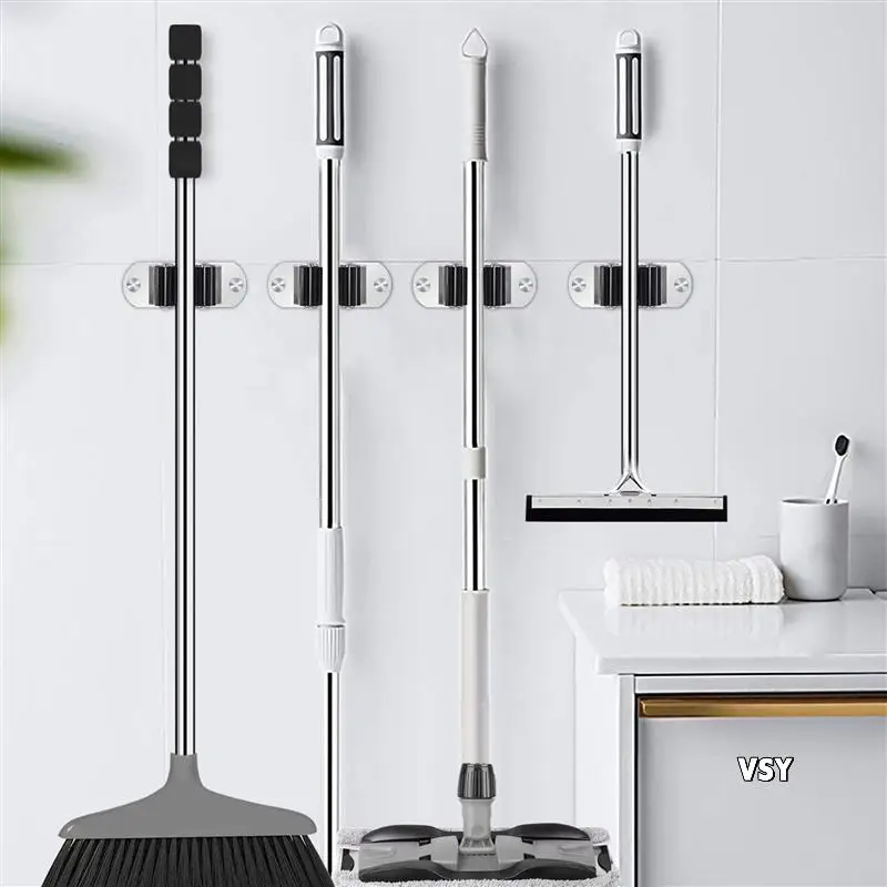 

12Pcs Mop And Broom Holder Wall Mount Heavy Duty Stainless Steel Broom Holder Broom Organizer Garden Garage Storage Rack