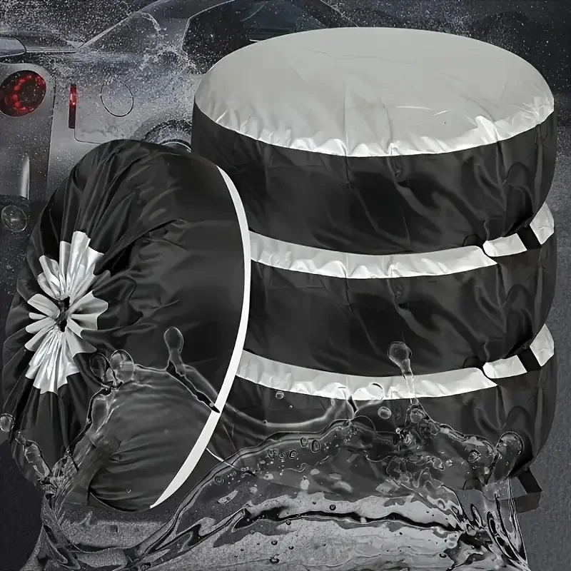 Silvery-Coated Adjustable Tire Cover Suitable for most tire models, protects and stores tires to prevent aging