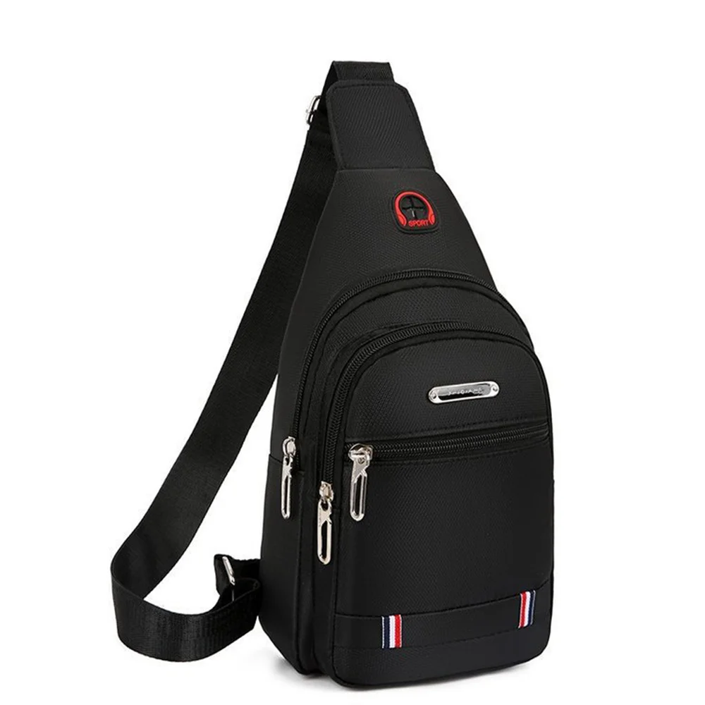 Men's Shoulder Messenger Bag Waterproof Oxford Cloth Chest Bag Fashion Casual Messenger Bag Backpack Men's Bag(Black)