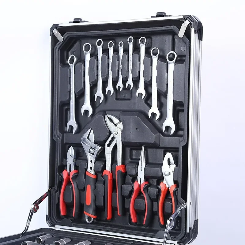 499 Piece Tool Set Kit With Pull-along Suitcase and Aluminum Box Four Layers of Hardware Combination Tools
