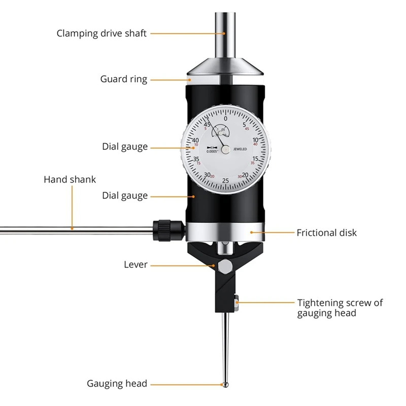 Coaxial Centering Indicator 0-0.15 in/0.0005 in Diameter Indicator Set Storage Box for Milling Machine Center Test Dial