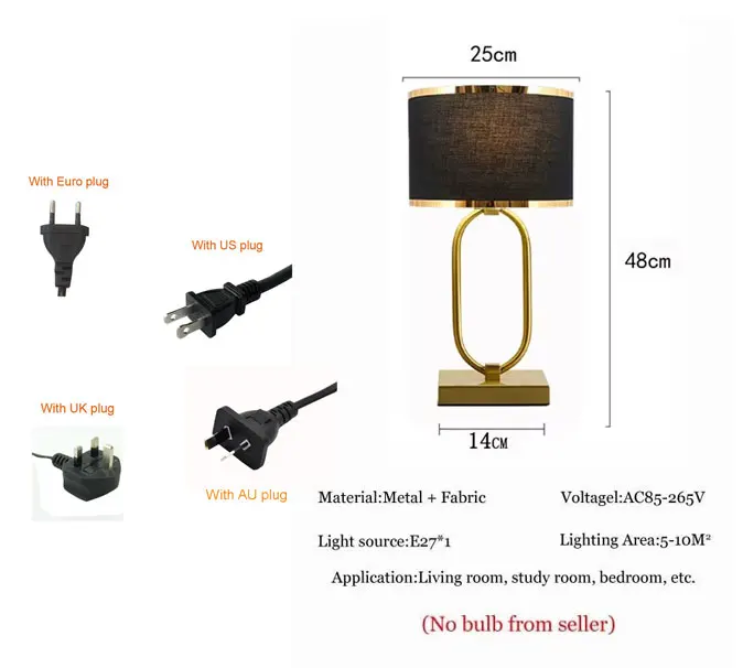 European Style Cloth Cover Bedside Lamp Modern Creative Luxury Hotel Living Room Model Room Office Metal Decoration Desk Lamp - view 6
