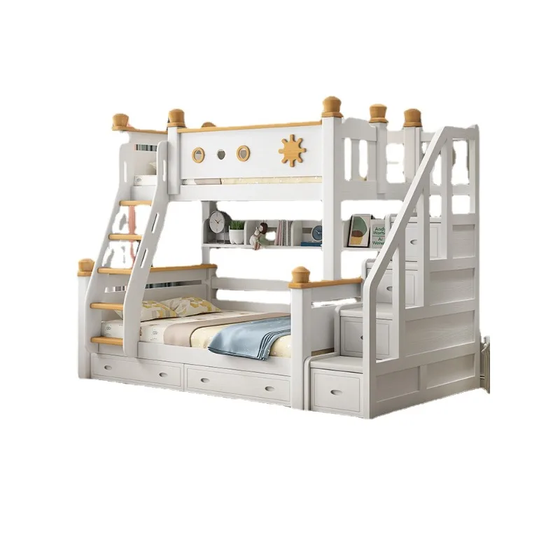 Full solid wood bunk , small unit high and low bed, economy adult,, mother and child bed,