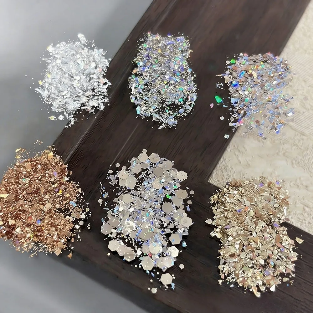 Creative Ultra-Thin Nail Glitter Multicolor Sparkly Nail Decoration Turtle Scales Flakes Bling Nail Powder 3D Decoration