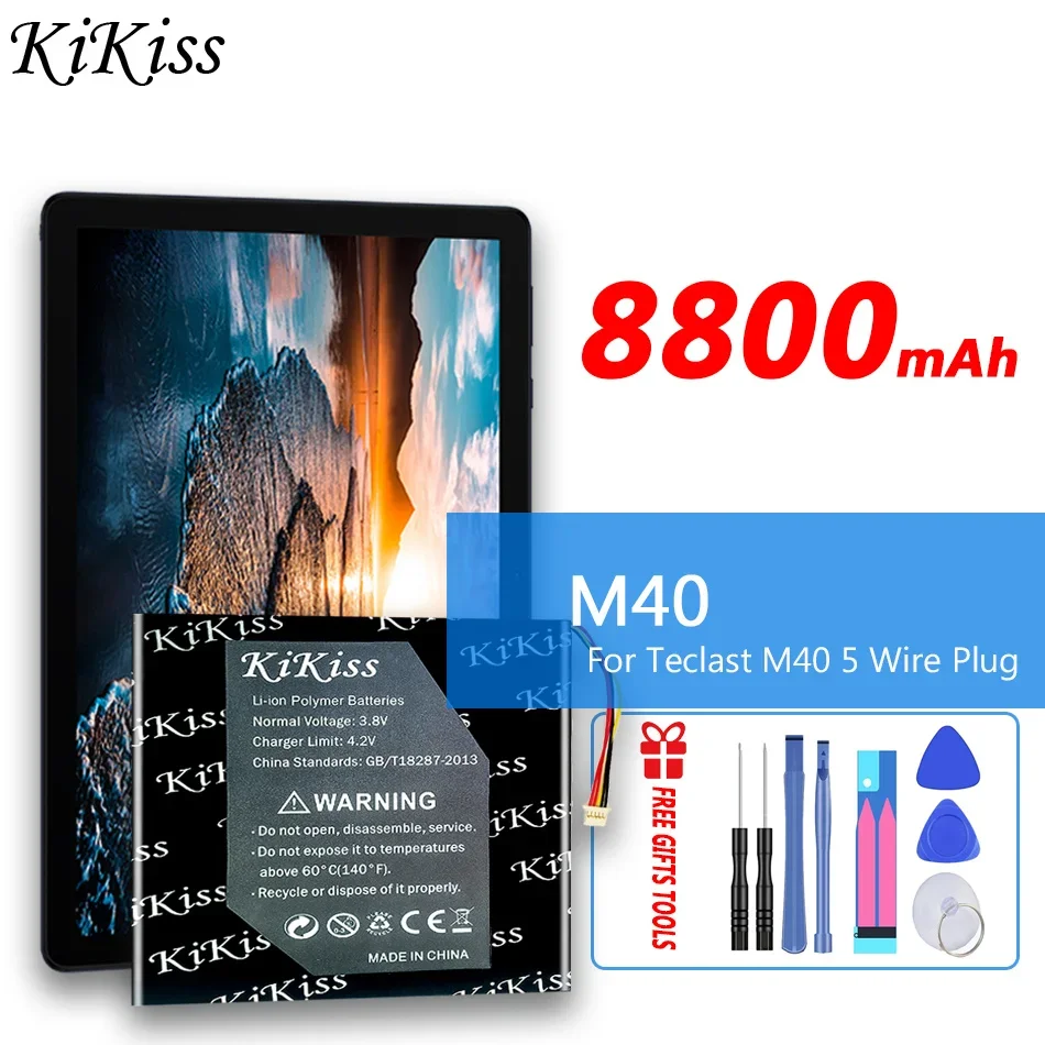 High Capacity 8800mAh KiKiss Battery M 40 For Teclast M40 5 Wire Plug  Batteries