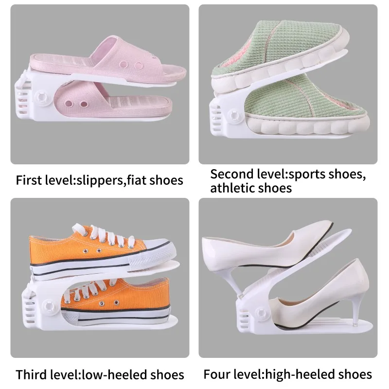 

10Pcs Household Shoe Storage Racks, Double-layer Height Adjustable Shoe Racks, Saving Space and Beautiful Storage