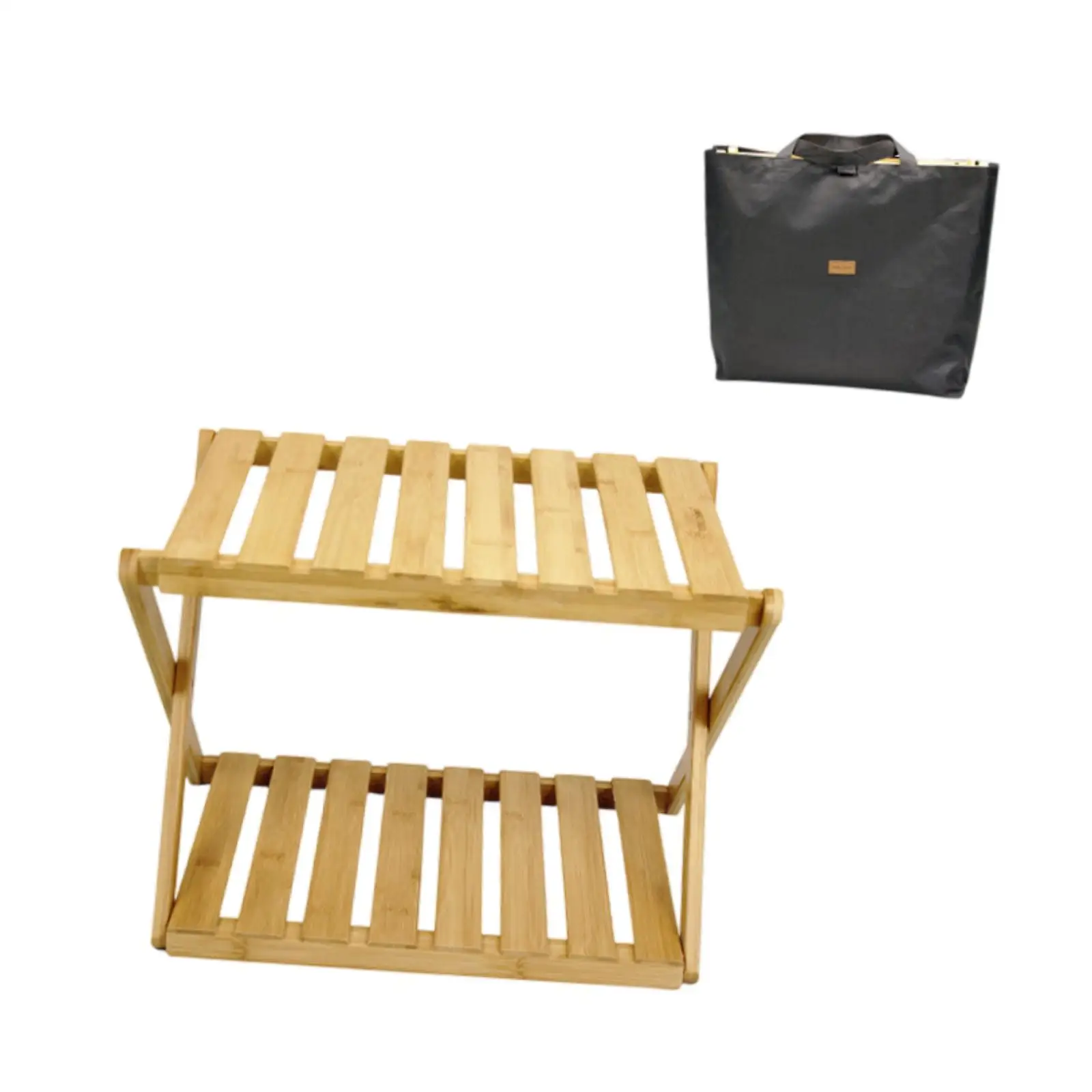 

Camping Storage Rack Foldable Wood Tableware Drain Rack with Carry Bag Organizer for Household BBQ Picnic Indoor Camping Kitchen