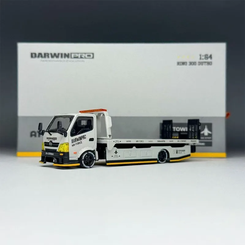 [In Stock] GCD 1/64 Diecast Alloy Hino 300 Flatbed Tow Truck Model, Movable Flat‑Bed Platform, Static Collectible Hauler Vehicle - view 6