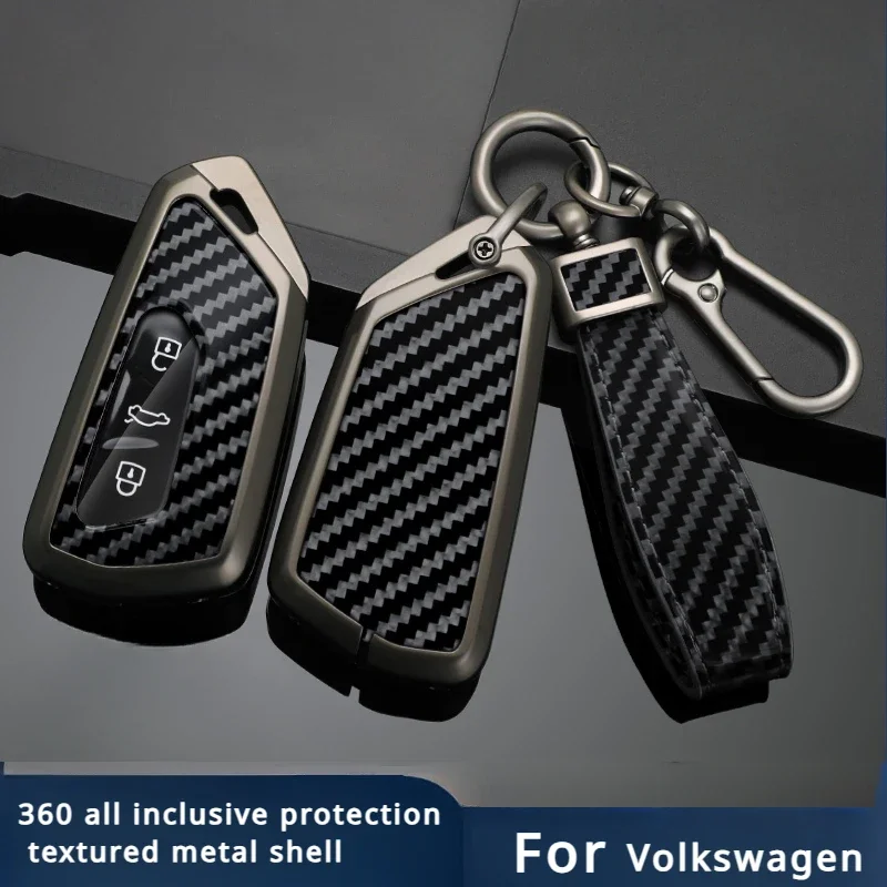 

Carbon Fiber Zinc Alloy Car Key Case Cover Skin 3 Button Smart Holder For VW Volkswagen Golf 8 Mk8 2020 Skoda Car Accessories