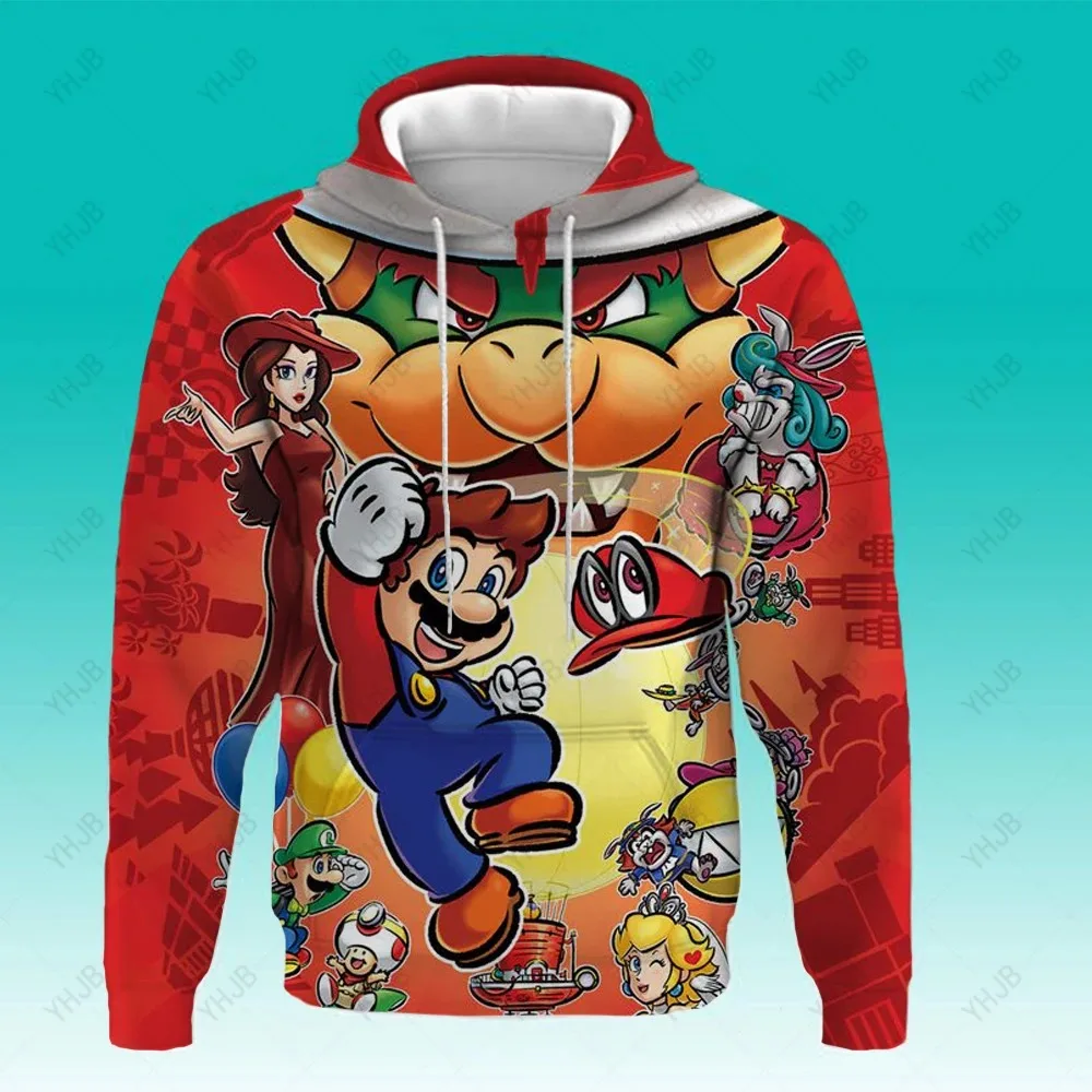 

2025 New Spring and Autumn Popular Games Mario Creative Print 3-14 Year Old Children's Sports Shirt Boys' Hoodie