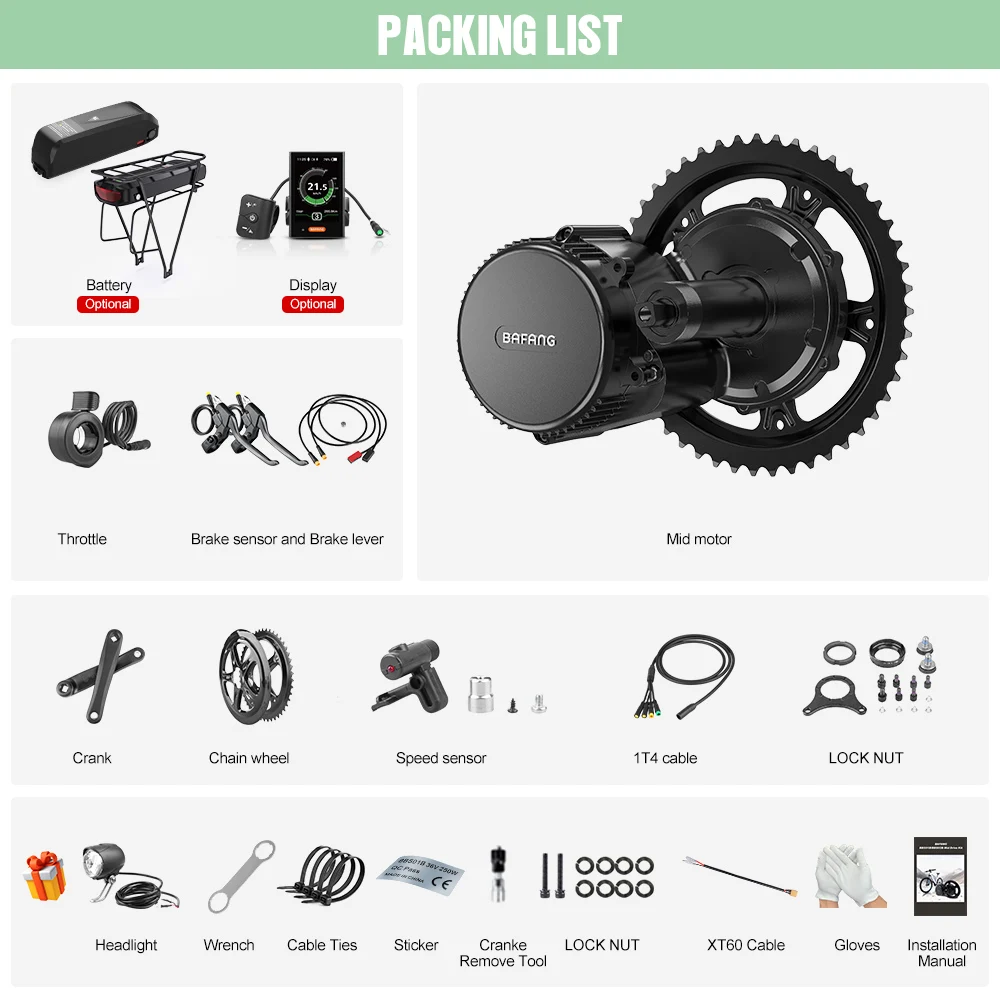 Bafang 미드 드라이브 모터 전기 자전거 변환 키트, 산악 삼륜차 로드 바이크, 750W, BBS02B, BBS02, Ebike 엔진, 68-73mm, 100mm