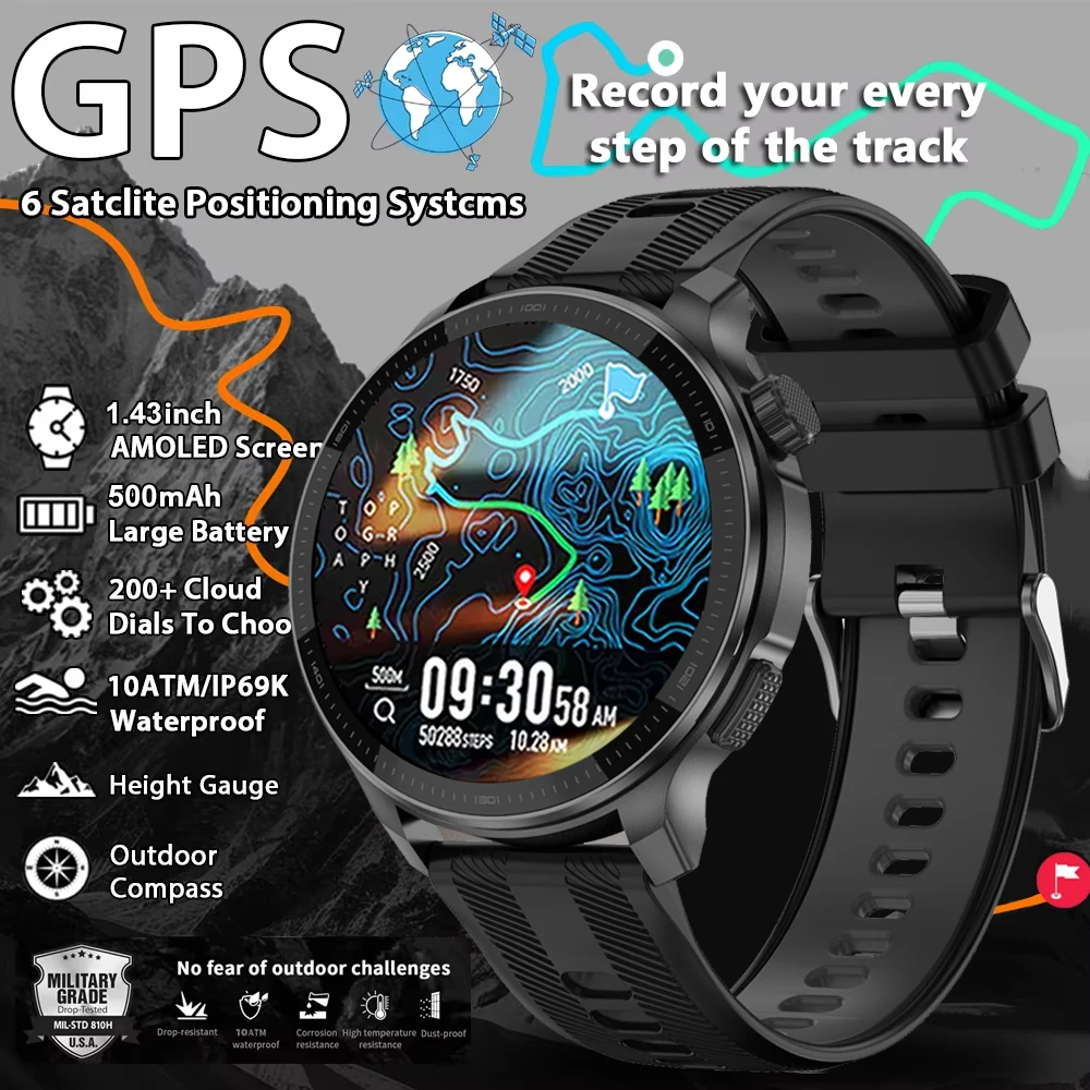 

Military Grade Precision GPS Position Smartwatch Metal Body Men Altitude Barometer Compass 3ATM Waterproof Swim Sport smartwatch
