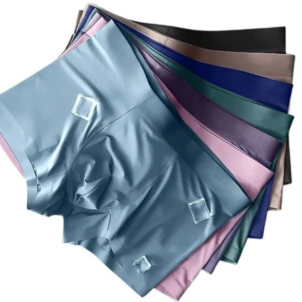 

Antibacterial L-4XL Men Boxers Shorts Ice Silk Breathable Men's Underpants High Elastic Thin Boy's Panties Male