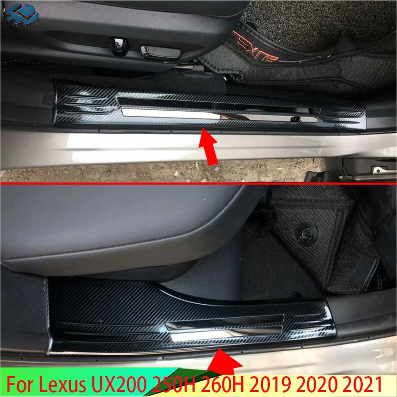 For Lexus UX200 250H 260H 2019 2020 2021 Stainless Steel Inner Inside Door Sill Panel Scuff Plate Kick Step Trim Cover Protector