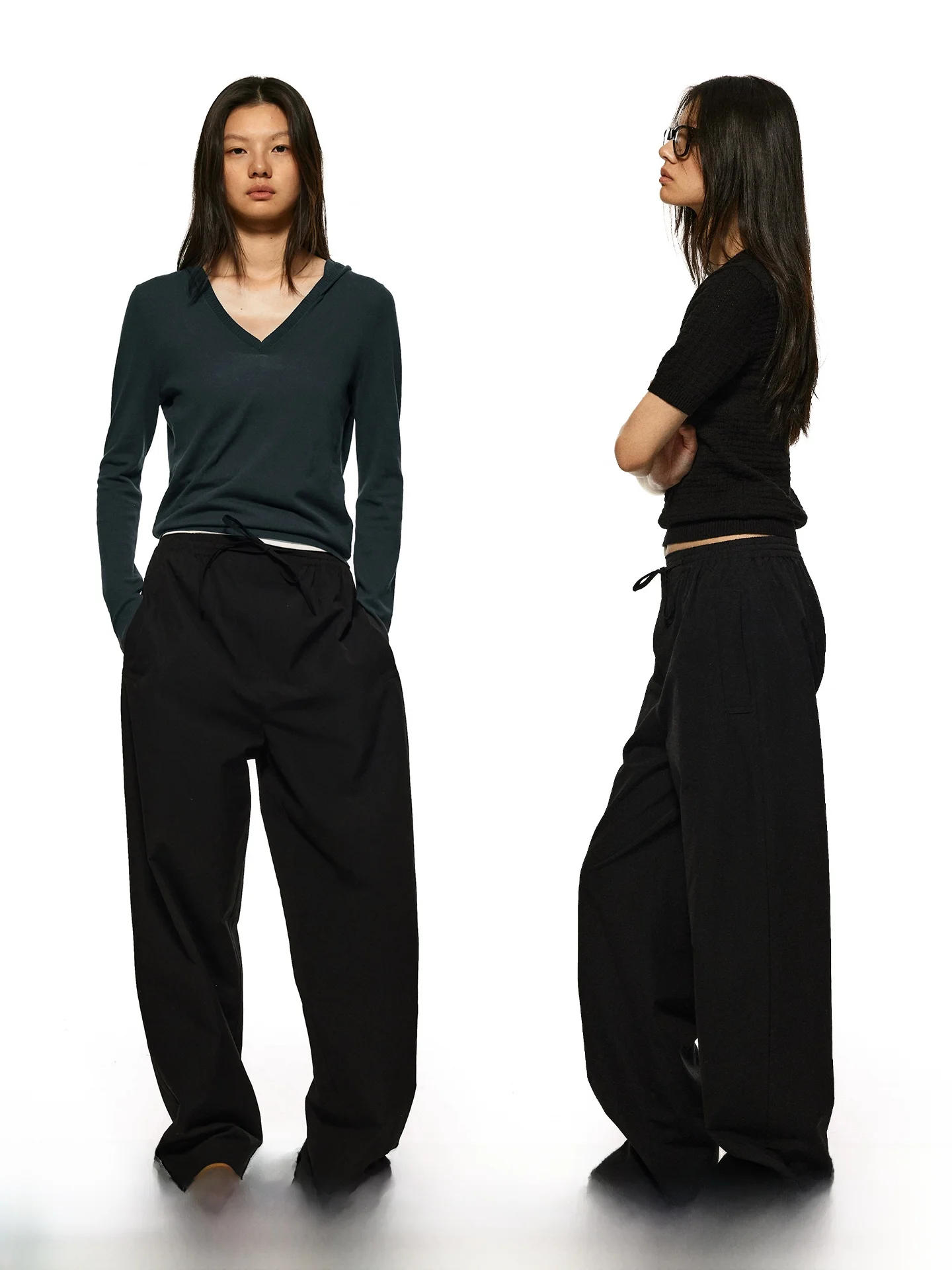 

Casual Dstring Elastic Waist Wide Leg Pants Low Rise Comfortable Cotton Blend Ladies Faion Spring Season Non-Stretch