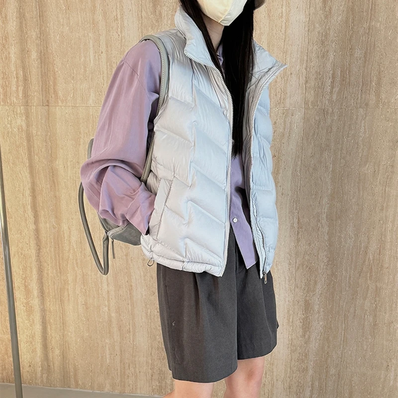 Leichte, dünne Daunen-Baumwollweste, Jacken, 2023, modisch, neue Herbst-Winter-Kurze Damen-ärmellose Weste, solide Weste, Tops