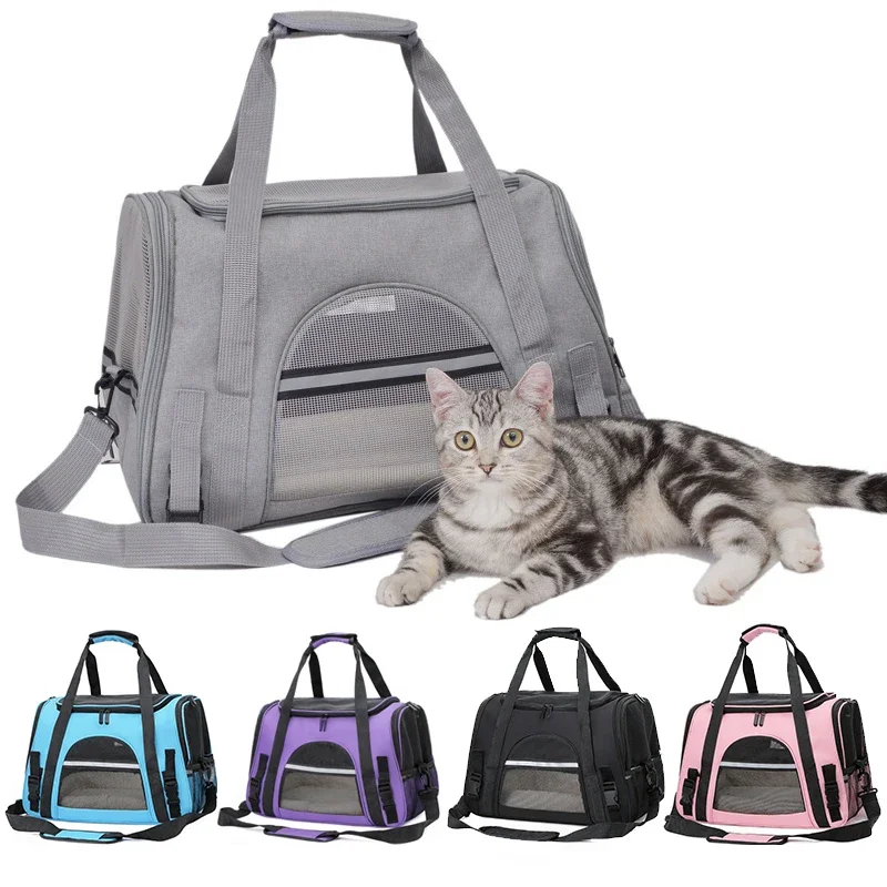 

Cat Bags Soft-Sided Portable Dog Carrier Mesh Breathable Carrier Bags Foldable Cats Handbag OUting Travel Pet Bag Transport Bag