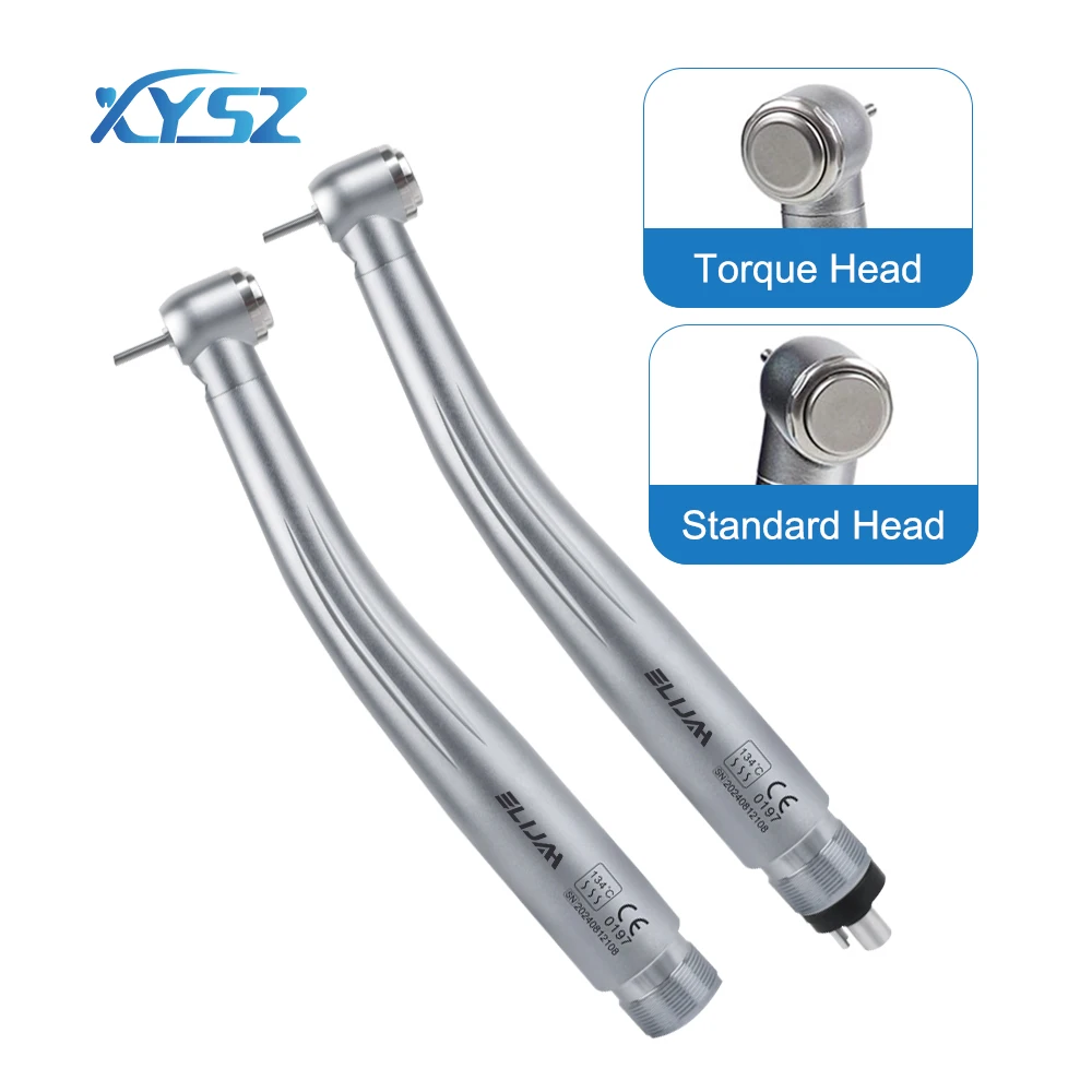 2/4 Holes Dental LED E-generator Push Button High Speed Handpiece Torque/Standard Head Air Turbine 3 Water Spray Handpiece