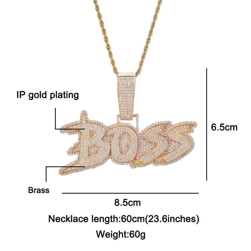 Custom Cut Letters Pendants Necklace HIP Hop 3A CZ Stone Bling Iced Out Letter Name Pendants Necklaces for Men Rapper Jewelry