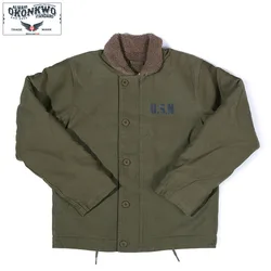 OKONKWO Navy N-1 deck jacket DECK_JACKET_Thick N1 men's lambskin cotton jacket
