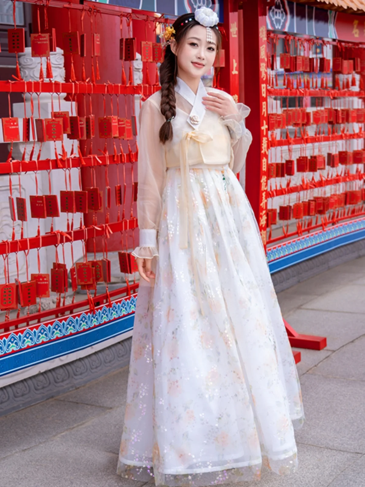 

Новый женский танцевальный костюм в корейском стиле в стиле корейской народной одежды, традиционное вышитое кружево от Яна