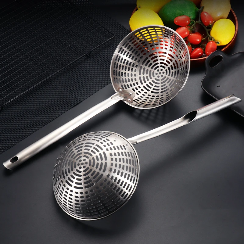 Large Deep Stainless Steel Kitchen Skimmer Strainer Colander Pot Fried Filter Mesh Fryer Oil Frying Scoop Noodles Sieve