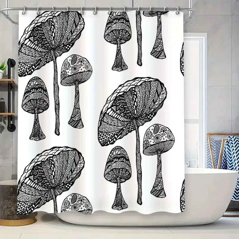 

Занавеска для душа с грибами, ботанический лес, настенное искусство, деревенский фермерский дом, декор для ванной комнаты, винтажная природа, подкладка для душа, водонепроницаемый комплект