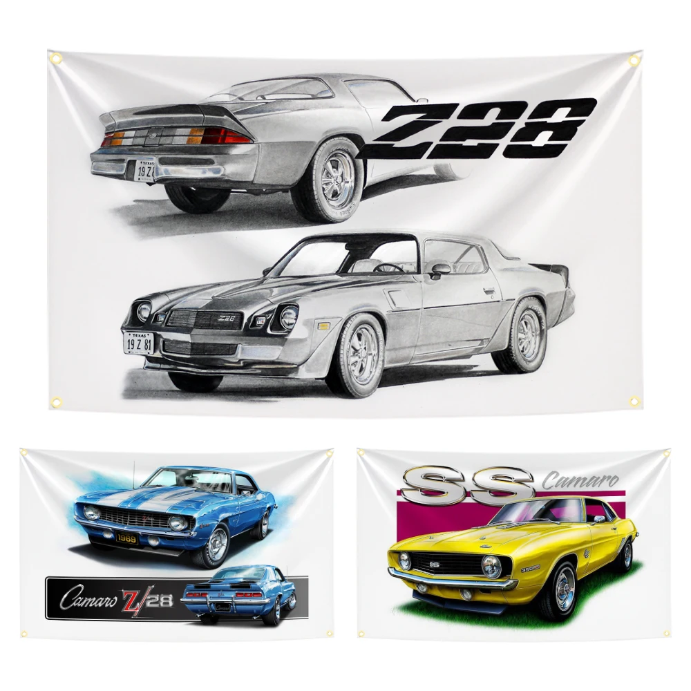 Tapiz de bandera de coche Z28, cámara muscular americana clásica de 90x150cm, pancarta de impresión Digital de poliéster para decoración artística de pared de garaje