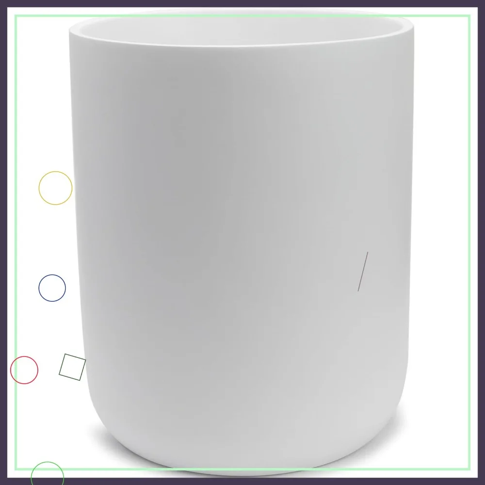 

Matte White Round Compact Trash Can Mini, 2 Gallons / 7.5L Garbage Bin for Bathrooms, Office, Under Desk, Bedroom