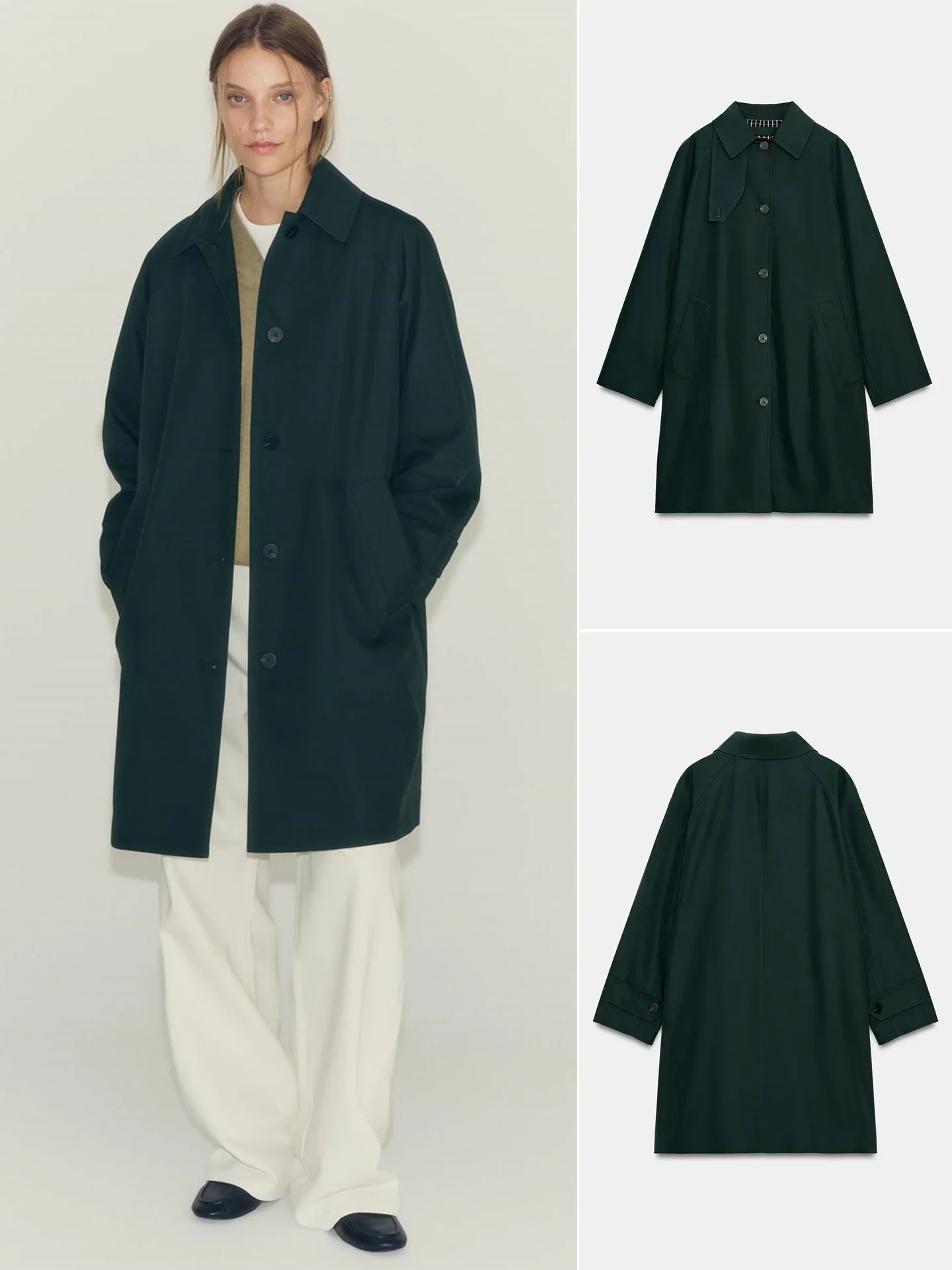 New Autumn Women's Casual Long Sleeve Turn-down Collar Single Row Multi-Buckle Mid-Length Coat Jacket Polyester Fiber 100%