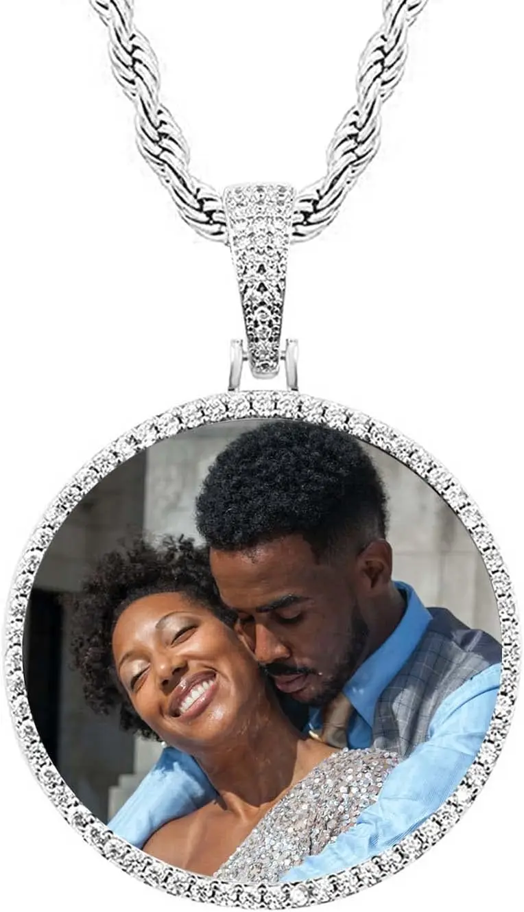 

Personalized Photo Necklace,Custom Plated Pendant with Picture Inside,Customized Iced Out Pendant for Men