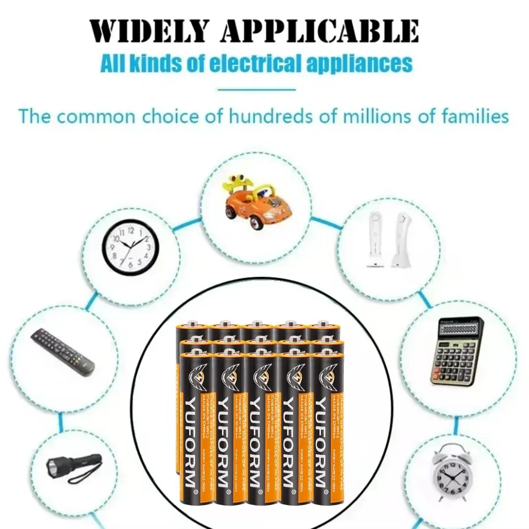 بطاريات قلوية AA AAA طويلة الأمد 1.5 فولت AA AAA لألعاب المصباح اليدوي ولوحة مفاتيح وماوس الكاميرا واستخدام المكاتب المنزلية