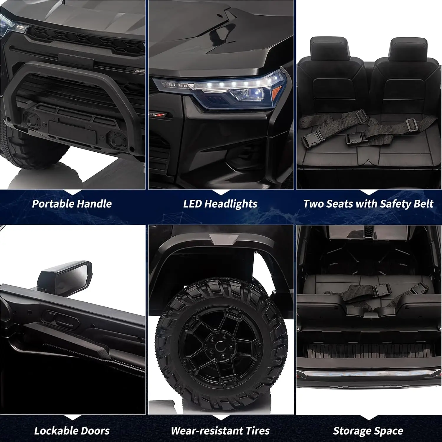 24V 2 places enfants monter sur camion électrique monter sur voiture jouet pour les tout-petits véhicule alimenté par batterie avec télécommande, coffre, poignée