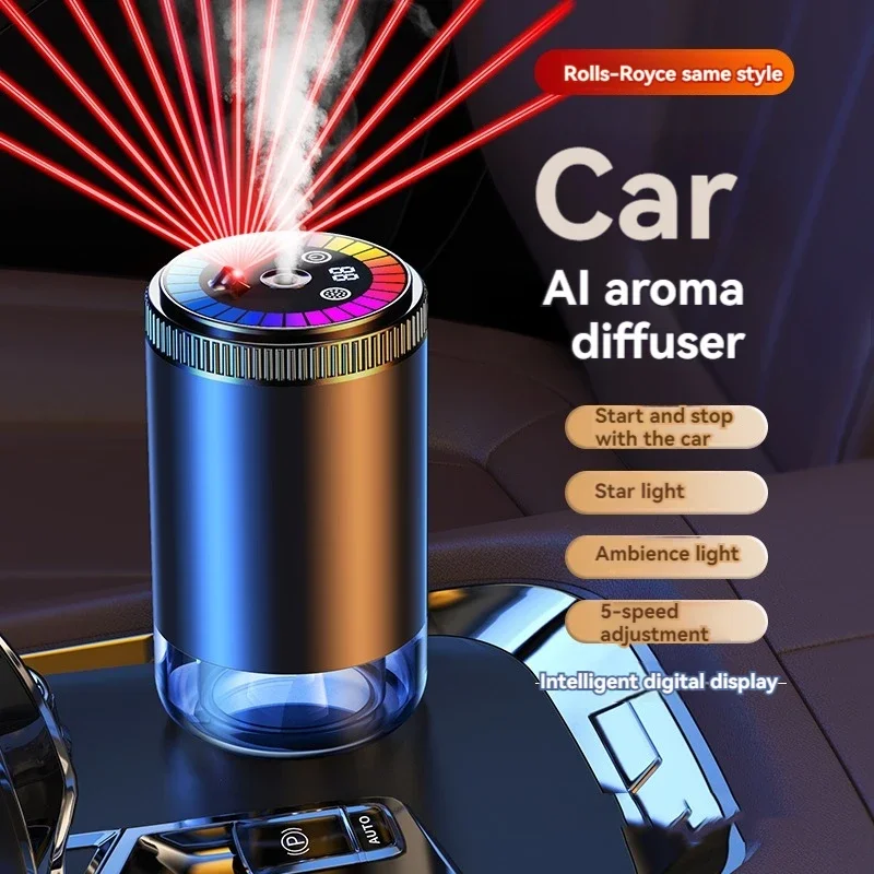 Smart Car Air Freshener Rechargeable Aroma Diffuser 5 Levels of Adjustable Intelligent  Diffuser Pickup Light Starry Sky Summit