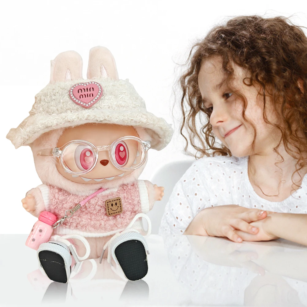 17cm Cute Mini Plush Doll's Clothes Decoration Macaron Clothing Gifts for Korea Kpop Labubu V1 V2 Idol Dolls Outfit Accessories
