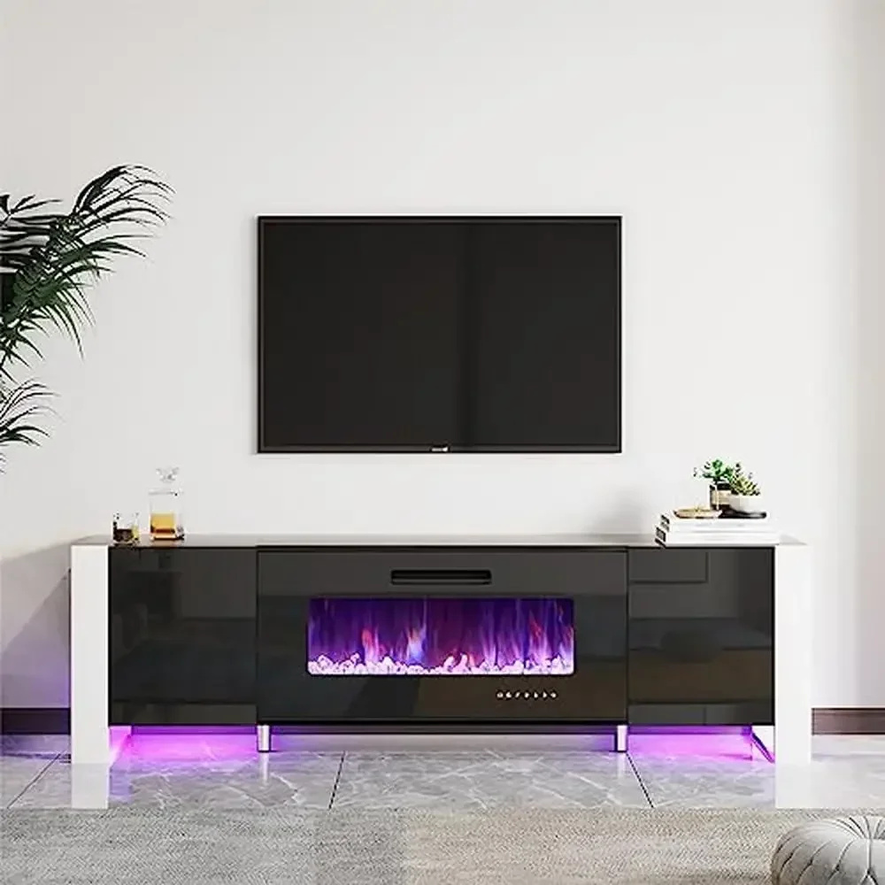 Modern High Gloss Fireplace TV Stand with 36