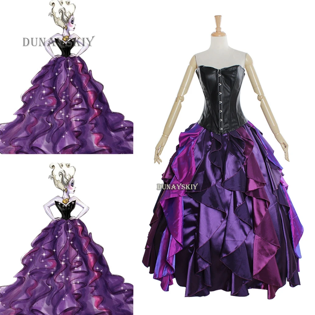 Mermaid Ursula Cosplay Costume Gothic Ball Gown Anime Role-playing Dresses Uniform lace-up Corset Dress Halloween Bridal Gowns